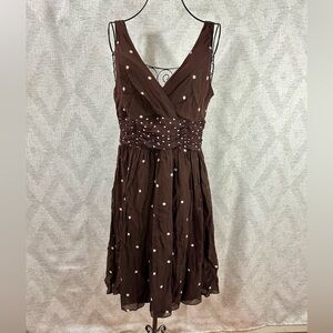 Eva Blue chocolate brown polka dot chiffon dress size 12
